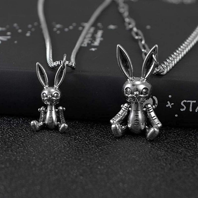 YERTTER Heavy Gothic Grunge Rabbit Pendant Easter Bunny Choker Necklace Statement Long Chain Punk Multilayer Steel Material Choker Necklace for Women and Men - Image 4